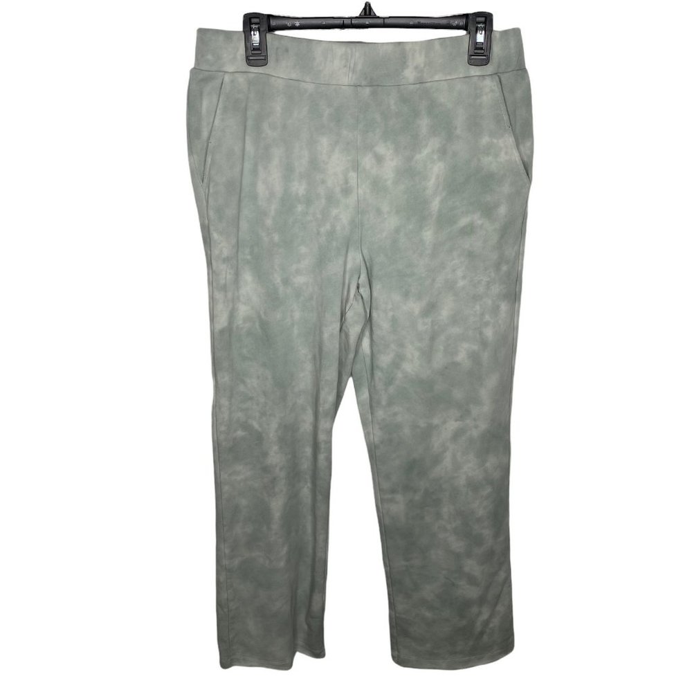 Aerie Green Tie Dye Terry Fleece Cropped Sweatpants